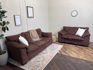 FREE DELIVERY! 🚚 - Chocolate Brown Microfiber 3 Seater Couch & Loveseat Set