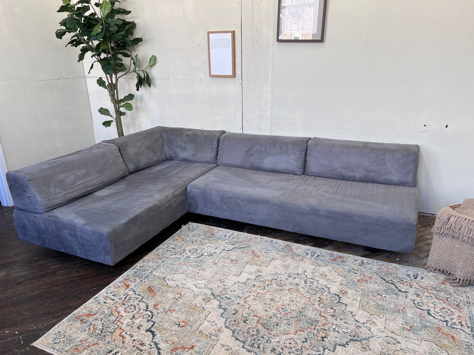 FREE DELIVERY! 🚚 - Blueish Gray Modern Microfiber Reversible Rearrangeable Sectional Couch with Chaise