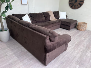 FREE DELIVERY! 🚚 - Brown Modern Fuzzy U Sectional Couch with Chaise