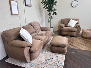 FREE DELIVERY! 🚚 - Brown Microfiber 3 Seater Couch Loveseat & Oversized Chair Set