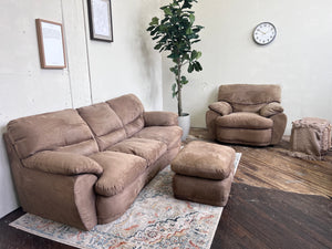 FREE DELIVERY! 🚚 - Brown Microfiber 3 Seater Couch Loveseat & Oversized Chair Set