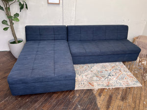 FREE DELIVERY! 🚚 - West Elm “Plateau” Tufted Blue Modern Armless Storage Sectional Couch with Chaise