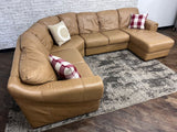 FREE DELIVERY! 🚚 - Jordan’s Furniture Tan Genuine Leather Sectional