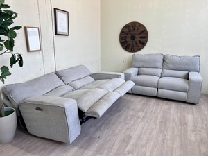 FREE DELIVERY! 🚚 - Light Gray Modern Tufted Reclining Love Seat Set Couch Set with USB Ports