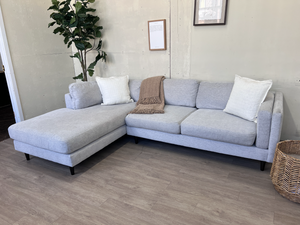 FREE DELIVERY! 🚚 - Light Gray MCM Deep-Seated Sectional Couch with Chaise